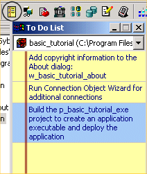 Shown is the System Tree. The p b tutor dot pibble library displays under the p b tutor target iand it contains the target Application object, which has the same name as the target object but displays under the library file. Other objects generated by the wizard also display under the library file.