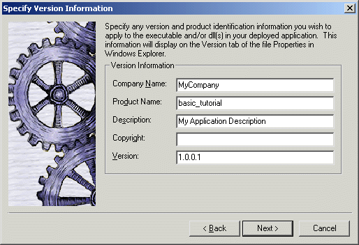 Shown is the Target page of the New dialog box. It has icons for Application, Template Application, Existing Application, E A Server Component, COM / com plus component, Automation Server, Web Site, J S P Target, and Source Controlled Web Target.