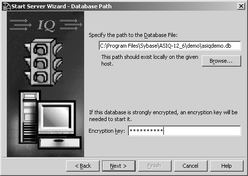 Shown is the database path information that includes a textbox for you to type the full path to the database file, which should exist on a local file system. Alternatively click the browse button to navigate to the location of the file