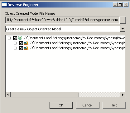 Reverse Engineer dialog box
