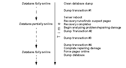 Graphic describing the steps for repairing a corrupt database. 