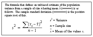 The formula for sample-related statistical aggregate functions.