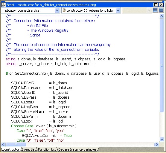 Shown is the Script view.