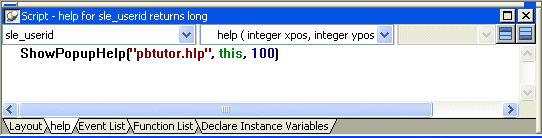Shown is the Script area