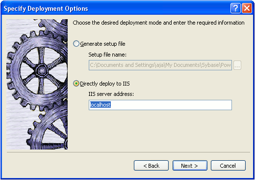 Shown is the Specify Deployment Options page of the wizard.