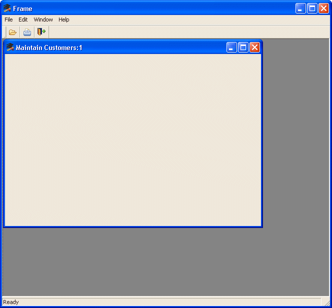 Shown is the window title bar with the text Maintain Customers : 1.