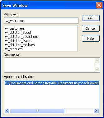 Shown is the Save window.