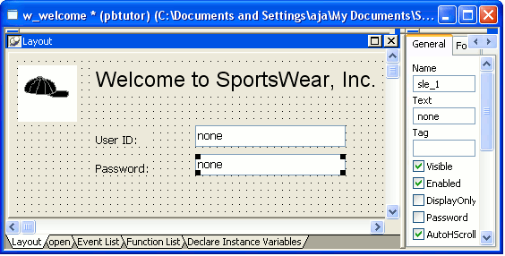 Shown is the layout view.