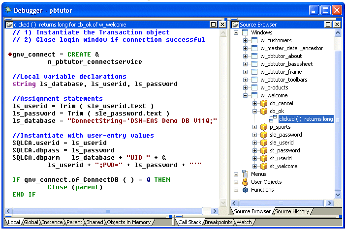 Shown is the Source view.