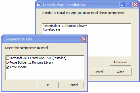Shown is the Components List dialog box.
