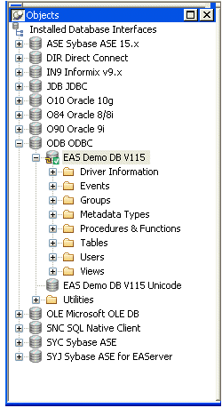 Shown is the Objects view.