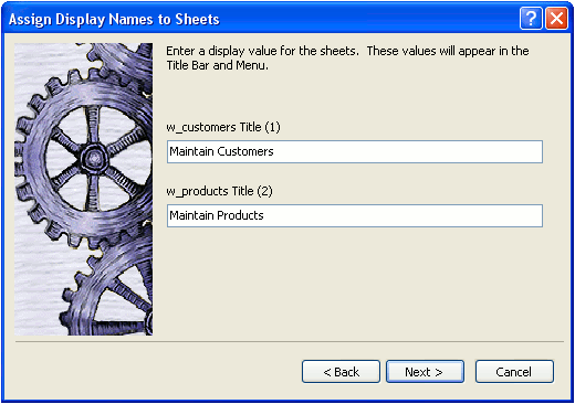 Shown is the Assign DIsplay Names to Sheets