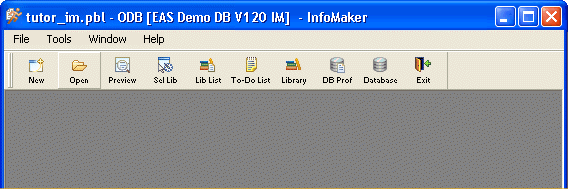 Shown is the Power Bar with a circle around the Open button. The other buttons shown are New, Preview, Set Lib, Lib List, To Do List, Library, D B Prof, Database, and Exit.