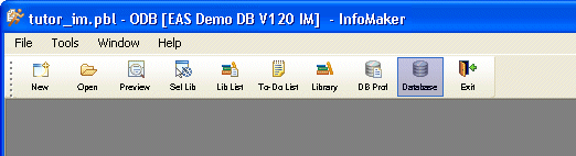 Shown is the Power Bar with the Database button circled.