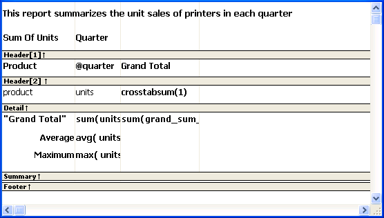 Shown is the Design view with Average and Maximum calculations.
