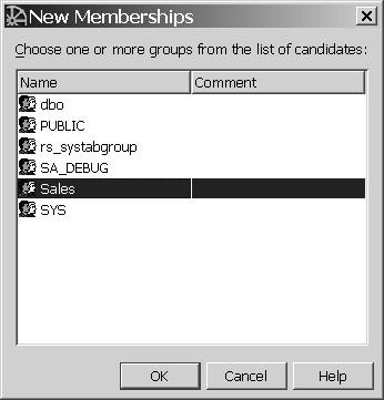 Shown is the new memberships window