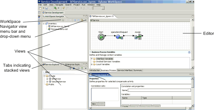 Screen shot labeled with areas described in paragraph.